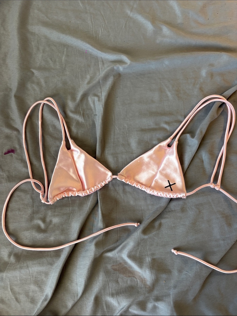 Boutine LA Soft Pink Satin Triangle Bikini Top